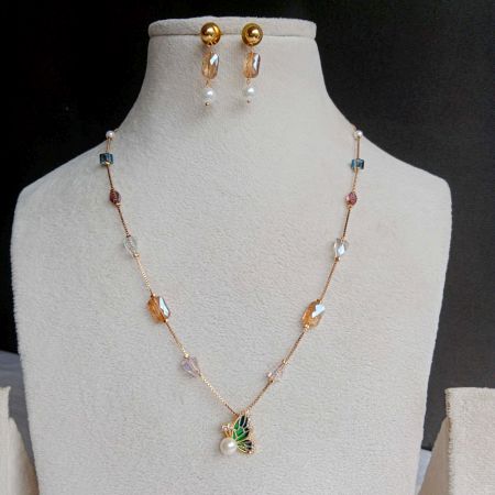 Handmade Brass Metal Jewellery Butterfly Necklace Set